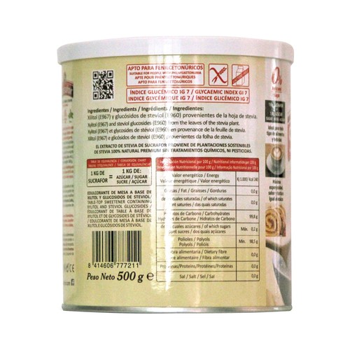 SUCRAFOR Edulcorante a base de Xilitol (Azúcar de Abedul) y Stevia 500 g.