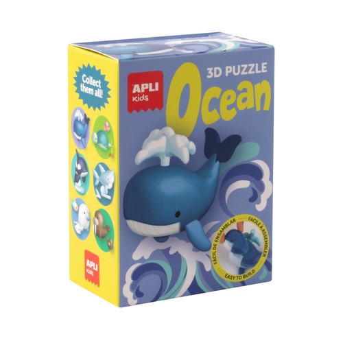 Manualidad animal marino 3D modelo ballena. APLI KIDS