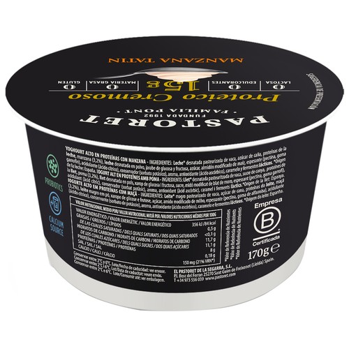 PASTORET Yogur proteico cremoso de tatín de manzana 170 g.