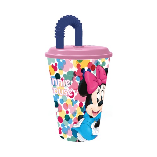 Vaso infantil con tapa y pajita diseño Minnie, 0,4 litros, STOR.