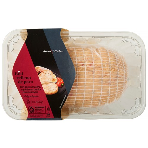 AUCHAN COLLECTION Roti de pavo relleno de pimientos asados caramelizados y queso de cabra 800 g. Producto Alcampo Gourmet
