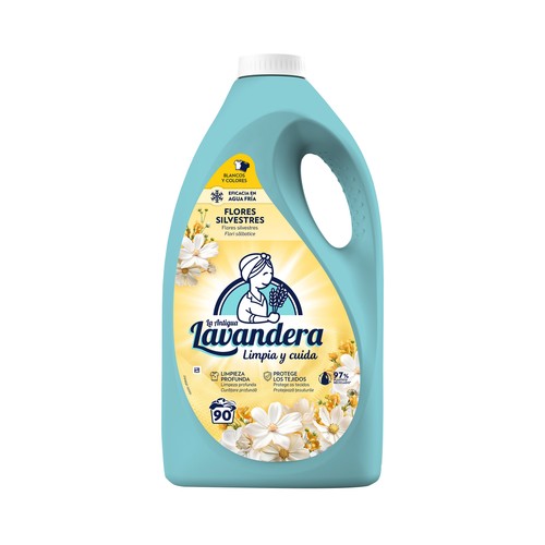 LA ANTIGUA LAVANDERA Detergente para lavadora con aroma a flores silvestres 90 DS