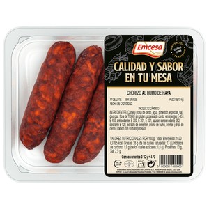 Bandeja con chorizos al humo de Haya, elaborados sin gluten 400 g.