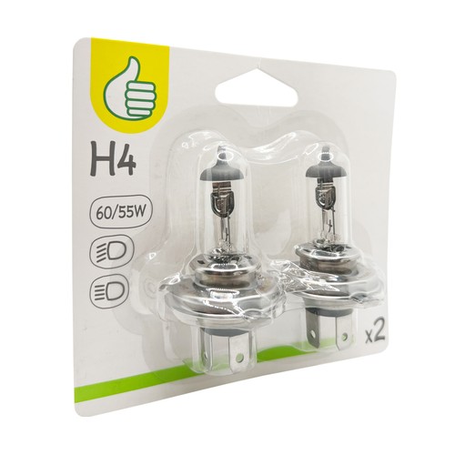 Pack de 2 bombillas para el coche H4 12V 60/55W, AUCHAN.