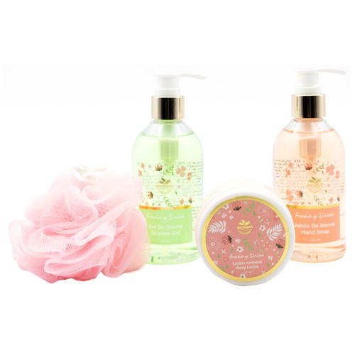 BECASAN NATURE Bandeja con productos con aroma a fresia y lirios, para la higiene personal.