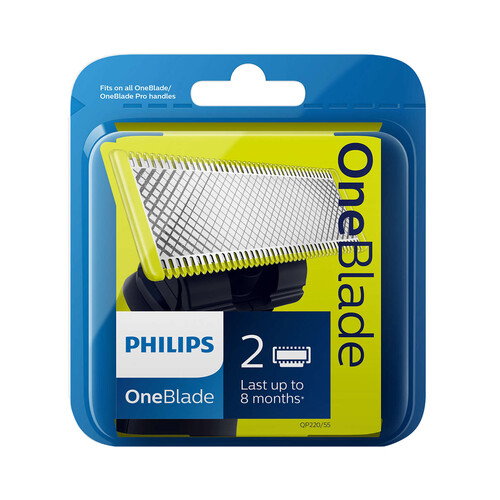 Set de 2 recambios de cuchilla de afeitadora eléctrica PHILIPS ONEBLADE QP220/55.