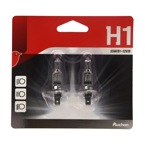 2 bombillas para automóvil H1, 55W,12V, PRODUCTO ALCAMPO.