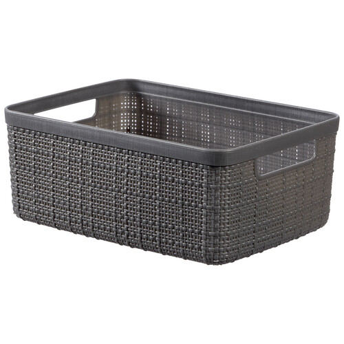 Cesta de ordenación rectangular con asas color gris oscuro, 5 litros, 27x20x11 cm. CURVER.
