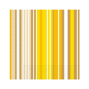 Imagen de 20 servilletas MACADAMIA de rayas de colores amarillos, 33x33cm.
