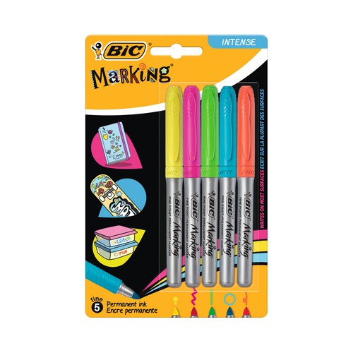 Marcador permanente a base de alcohol. Colores pastel e intensos. BIC.