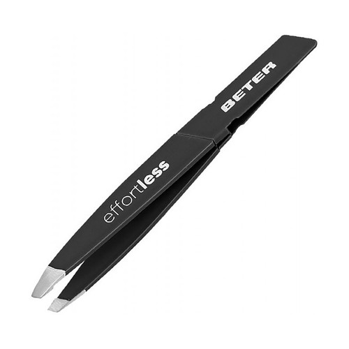BETER Effortless Pinza de depilar de 10 cm. con punta oblicua de acero inoxidable.