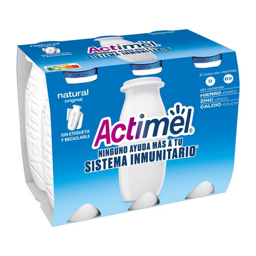 Alcampo ACTIMEL Leche fermentada con Lcasei y sabor natural de Danone 6 x 100 g
