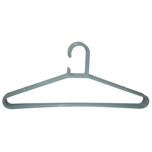 Pack de 3 perchas de plástico con barra de 50cm., color azul, ACTUEL.