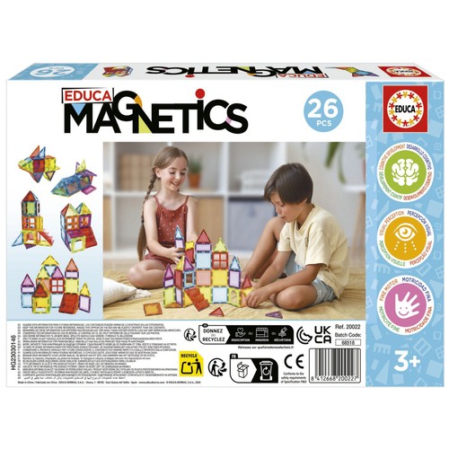 Juego educativo de construcción con 26 piezas magnéticas multicolor, EDUCA.