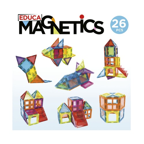Juego educativo de construcción con 26 piezas magnéticas multicolor, EDUCA.