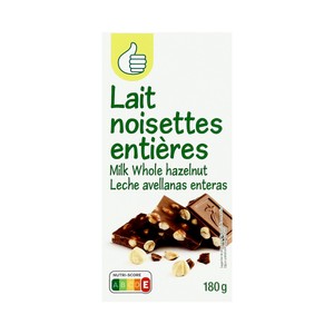 PRODUCTO ALCAMPO Tableta de chocolate de leche con avellanas enteras