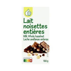 PRODUCTO ALCAMPO Tableta de chocolate de leche con avellanas enteras