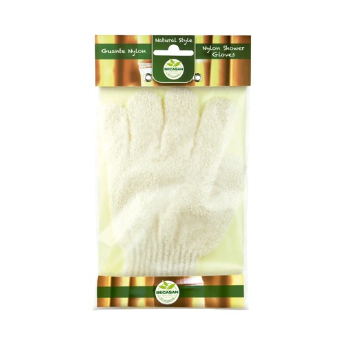 BECASAN NATURE Guante de nylon para exfoliación bajo la ducha BECASAN NATURE Natural style.