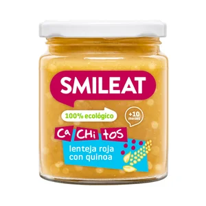 SMILEAT Cachitos Tarrito de lenteja roja con quinoa, a partir de 10 meses 230 g.