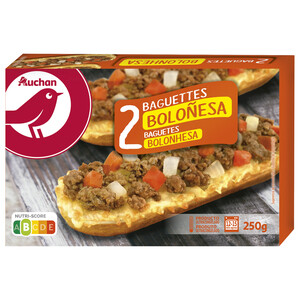 Imagen de AUCHAN Baguettes con queso Edam, carne de vacuno, tomate y cebolla 2 x 125 g. Producto Alcampo