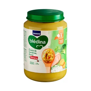 BLÉDINA de Danone Tarrito de crema de verduras, arroz y ternera, a partir de 8 meses 200 g.