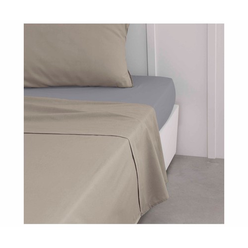 Juego de sábanas de franela para cama de 90cm, 100% Algodón. Bicolor gris/rosa.