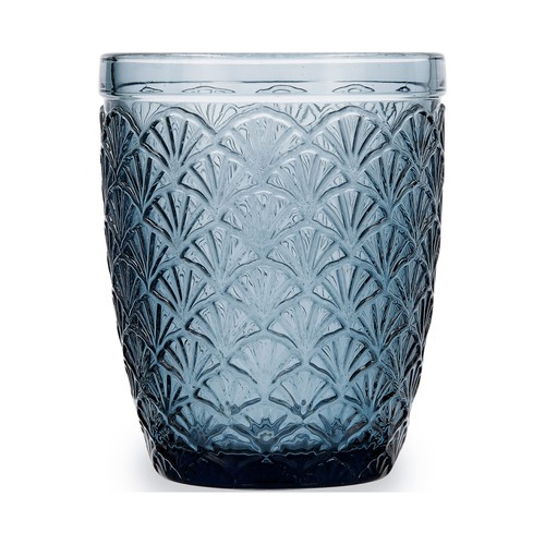 Vaso de vidrio color azul con diseño en relieve, 0,24 litros, Blue Moon BIDASOA.