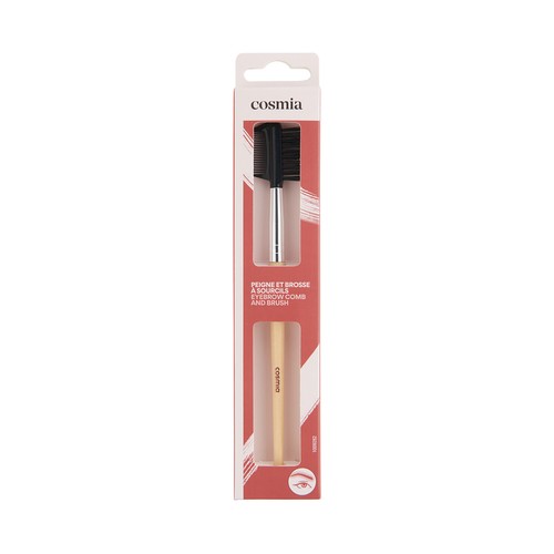 COSMIA Peine y brocha para cejas con mango de madera.