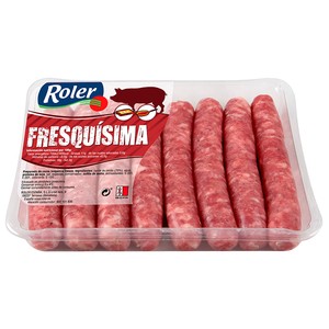 Imagen de Bandeja con longanizas (salchichas) blancas y frescas de cerdo, elaboradas sin gluten ROLER 8 uds.