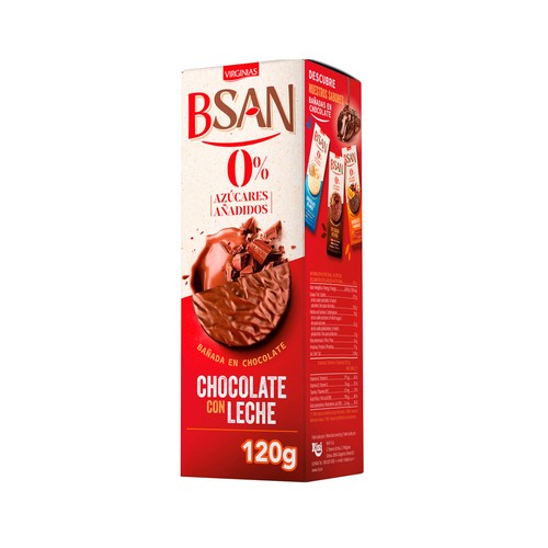 BSAN Galletas de chocolate con leche sin azúcar añadido 120 g.