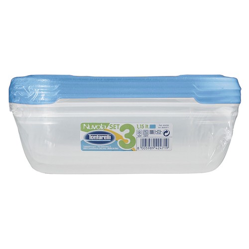 Set de 3 recipientes rectangulares, 1,15 litros de capacidad, ACTUEL.