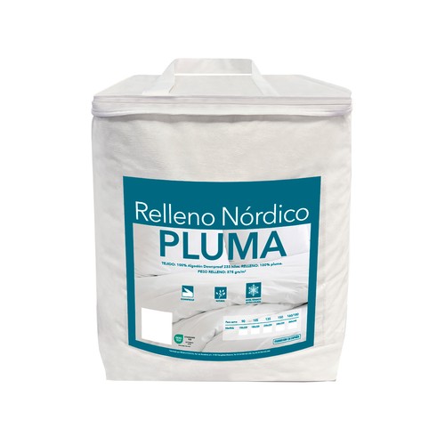 Relleno nórdico para cama de 135cm, 100% pluma, 375g/m².