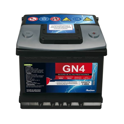 Batería de coche 50Ah, arranque 450A, L: 20,7cm, A: 17,5cm, H: 19cm, GENIUM GN4.