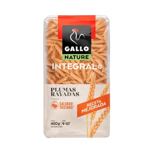 GALLO Nature Pasta plumas rayadas integrales 450 g.