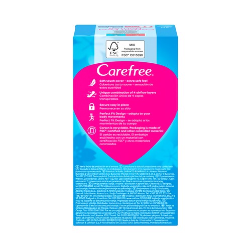 CAREFREE Cotton feel Protegeslips (salvaslips) normal, transpirables, con bolsitas individuales 20 uds.