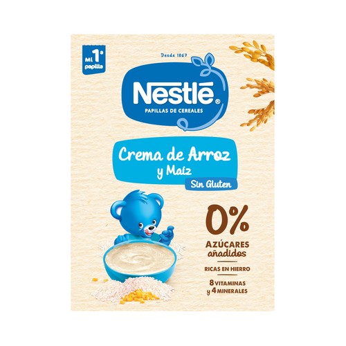 NESTLÉ Papilla de maiz y arroz, elaborada sin gluten, a partir de 4 meses 240 g.