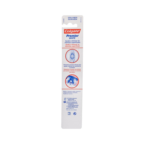 COLGATE Cepillo de dientes medio que ayudan a eliminar las manchas superficiales COLGATE Premier white