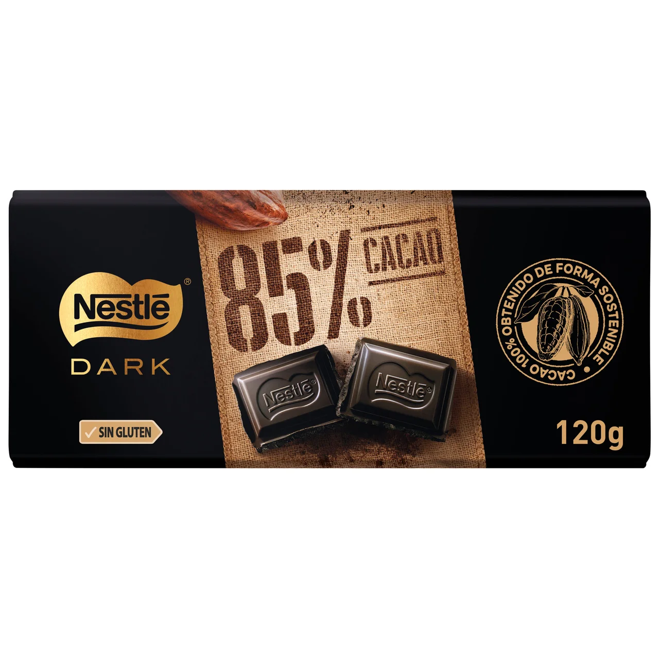 Dark Chocolate negro 85 % cacao 120 g.