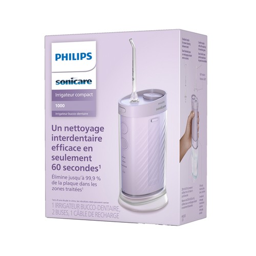Irrigador de mano PHILIPS HX3333/23, 3 programas, 28 usos, boquilla 2 en 1: almacenamiento y llenado, color morado