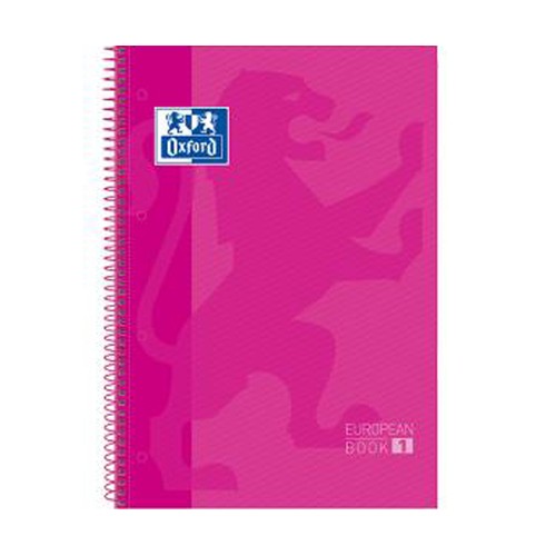 Cuaderno tamaño A4, 80 hojas con cuadrículas de 5 x 5, tapa extradura, color rosa, OXFORD.