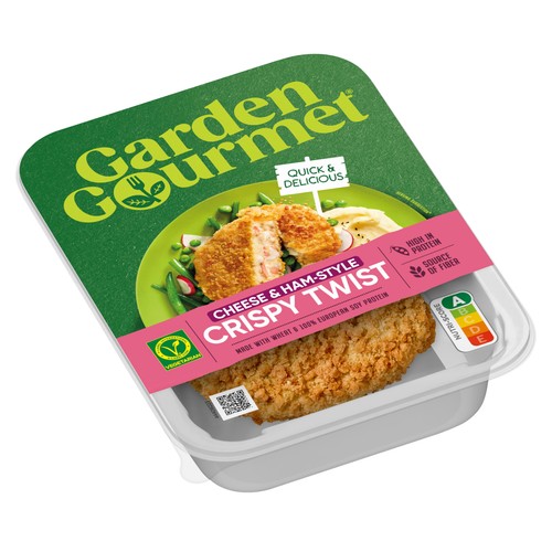 GARDEN GOURMET Librito de jamón vegetal (proteínas de soja y trigo) y queso empanado 180 g.