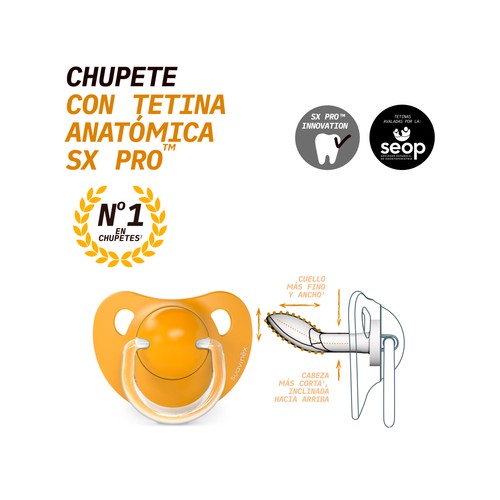 SUAVINEX Chupete con tetina anatómica de silicona, a partir de 18 meses 2 uds.