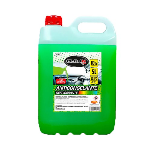 Líquido refrigerante con temperatura de protección de hasta -4ºC, 5L verde, 10% Monoetilenglicol, ROLMOVIL.