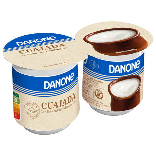 Cuajada de leche de vaca elaborada sin gluten de forma tradicional DANONE 2 x 135 g.