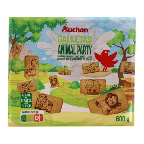 Galletas rectangulares con dibujos de simpáticos animales PRODUCTO ALCAMPO 600 g.