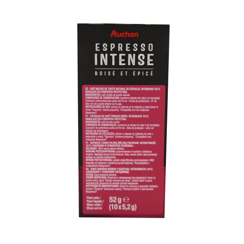 PRODUCTO ALCAMPO Café Expresso Intenso Intensidad 10 PRODUCTO ALCAMPO 10 uds. 52 g.