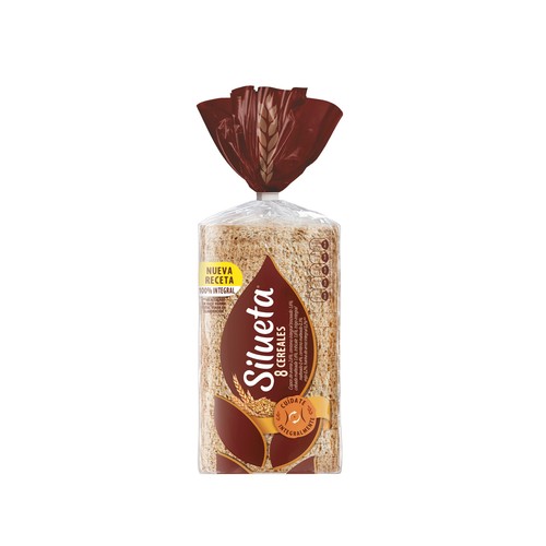 SILUETA Pan de molde integral (8 cereales) sin corteza 450 g.