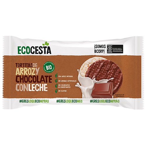 ECOCESTA Tortitas ecológicas de arroz integral y chocolate con leche 100 g.