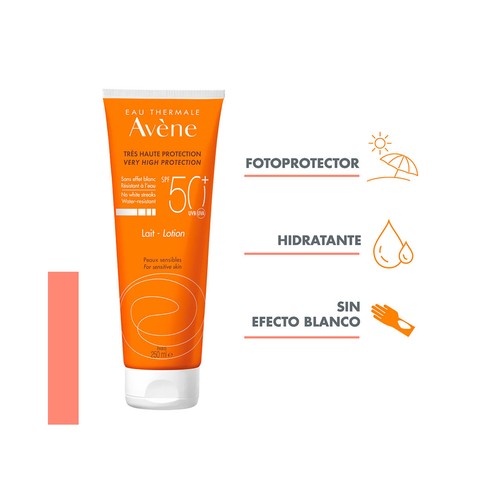 THERMALE AVÉNE Leche solar protectora con FPS 50+, para pieles sensibles 250 ml.