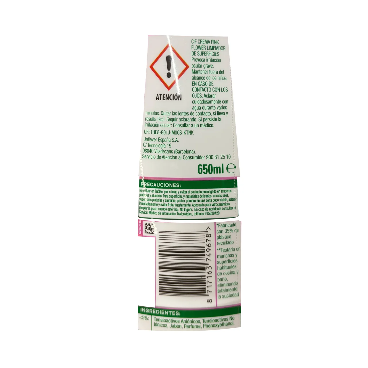 CIF Crema especial para baños CIF 650 ml.